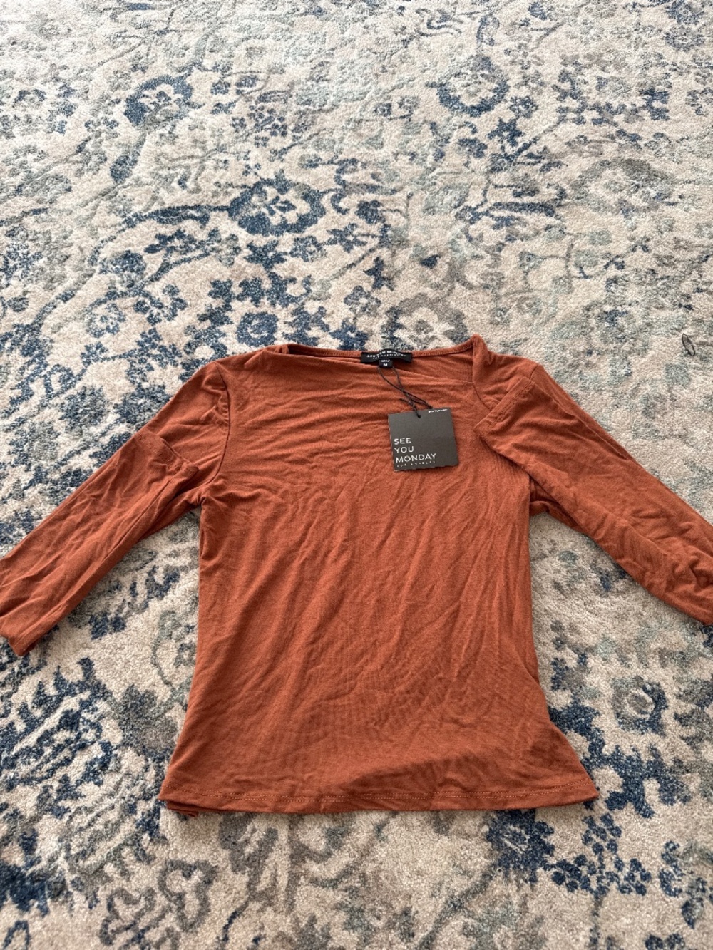 Orange/brown long sleeve tight tank shirt